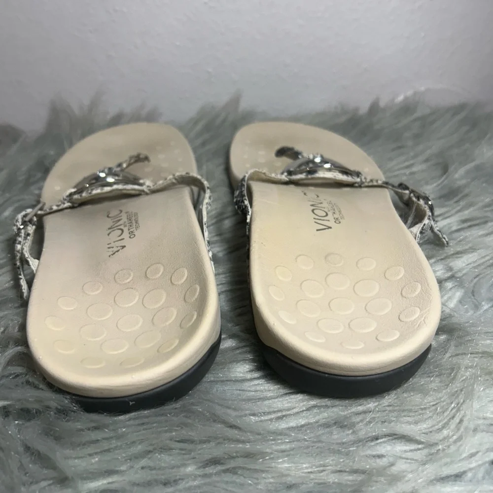 Vionic Rest Karina Snakeskin Print Thong Sandals Supportive Stylish Sandals Sz 9